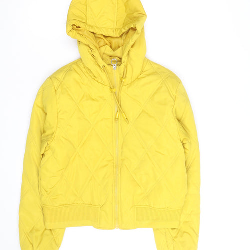 Primark Women’s Yellow Quilted Hooded Puffer Jacket Size M
