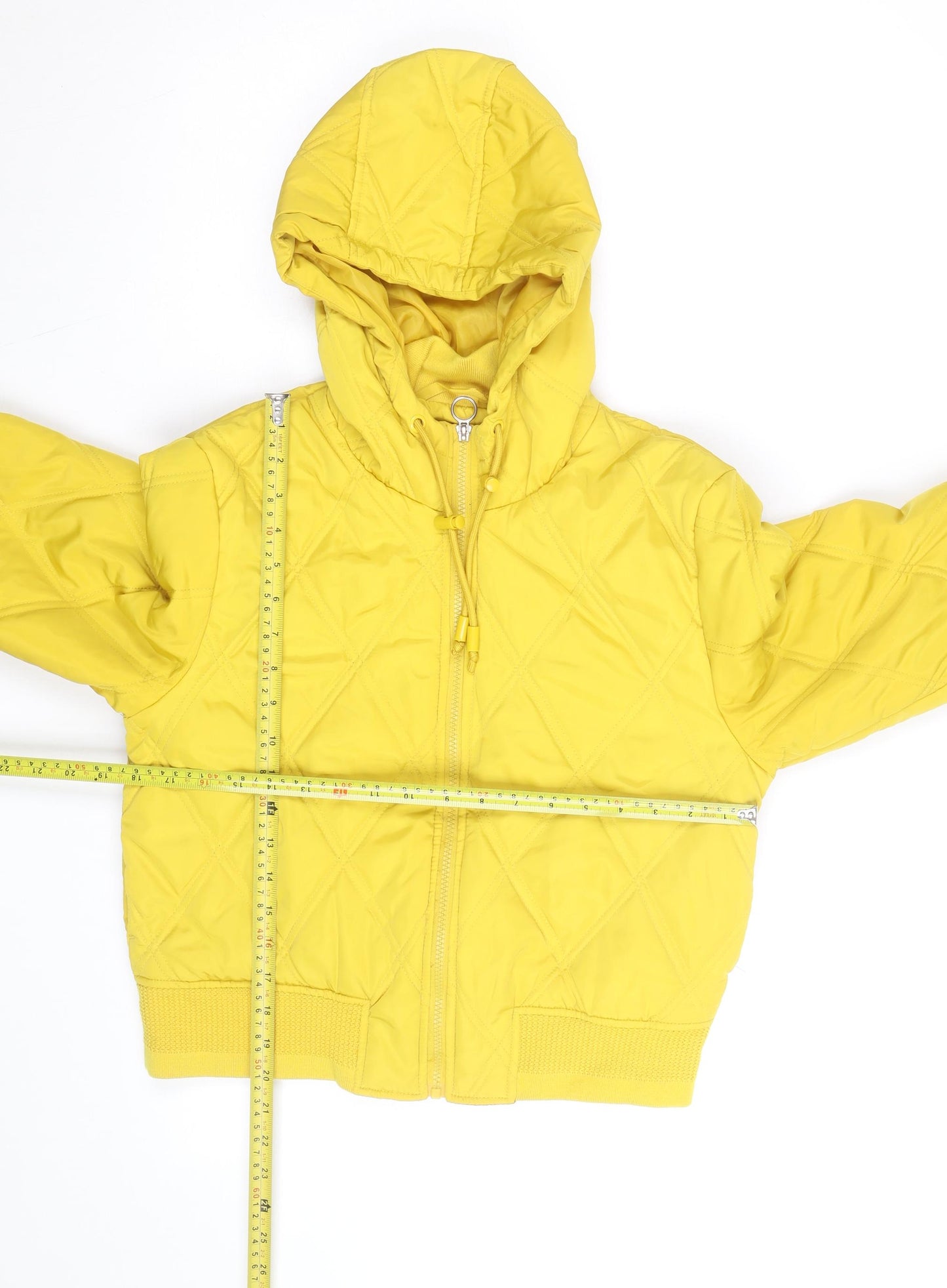 Primark Women’s Yellow Quilted Hooded Puffer Jacket Size M