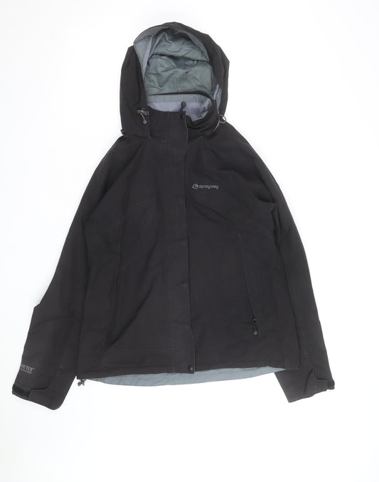 Sprayway Womens Black Waterproof Hooded Parka Jacket Size 12