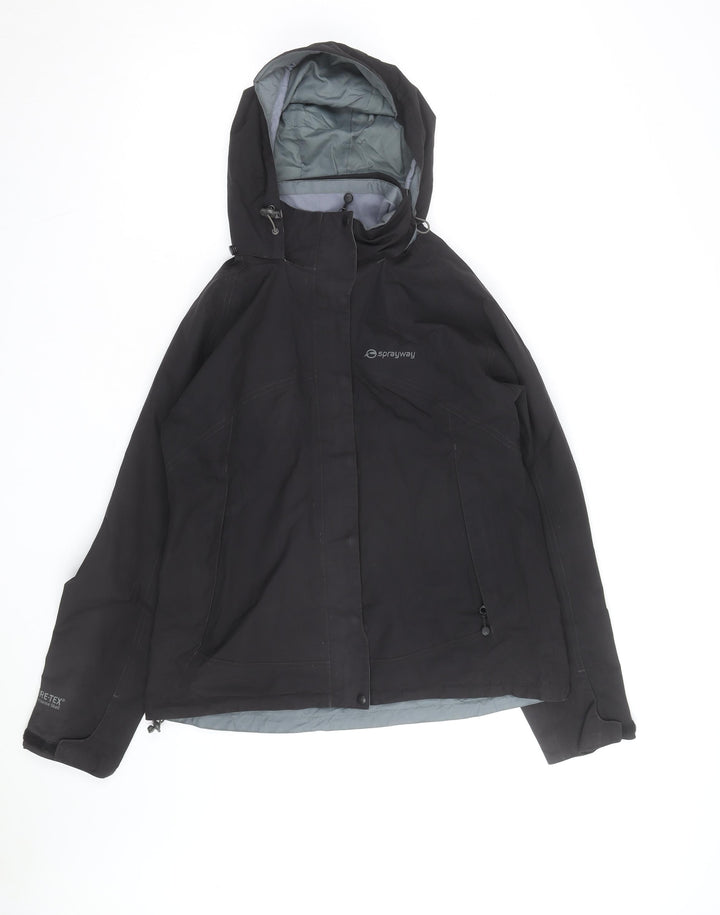 Sprayway Womens Black Waterproof Hooded Parka Jacket Size 12