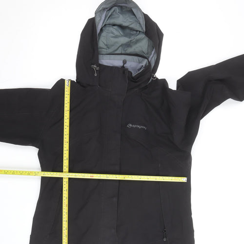 Sprayway Womens Black Waterproof Hooded Parka Jacket Size 12