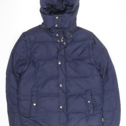 St. George by Duffer Men's Blue Medium Puffer Jacket Hooded Winter Coat