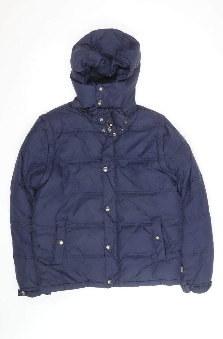 St. George by Duffer Men's Blue Medium Puffer Jacket Hooded Winter Coat