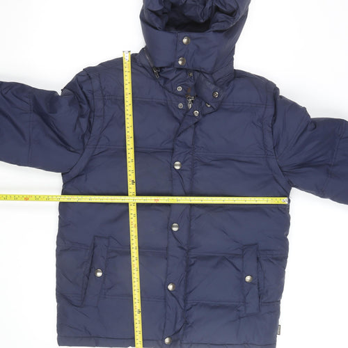 St. George by Duffer Men's Blue Medium Puffer Jacket Hooded Winter Coat