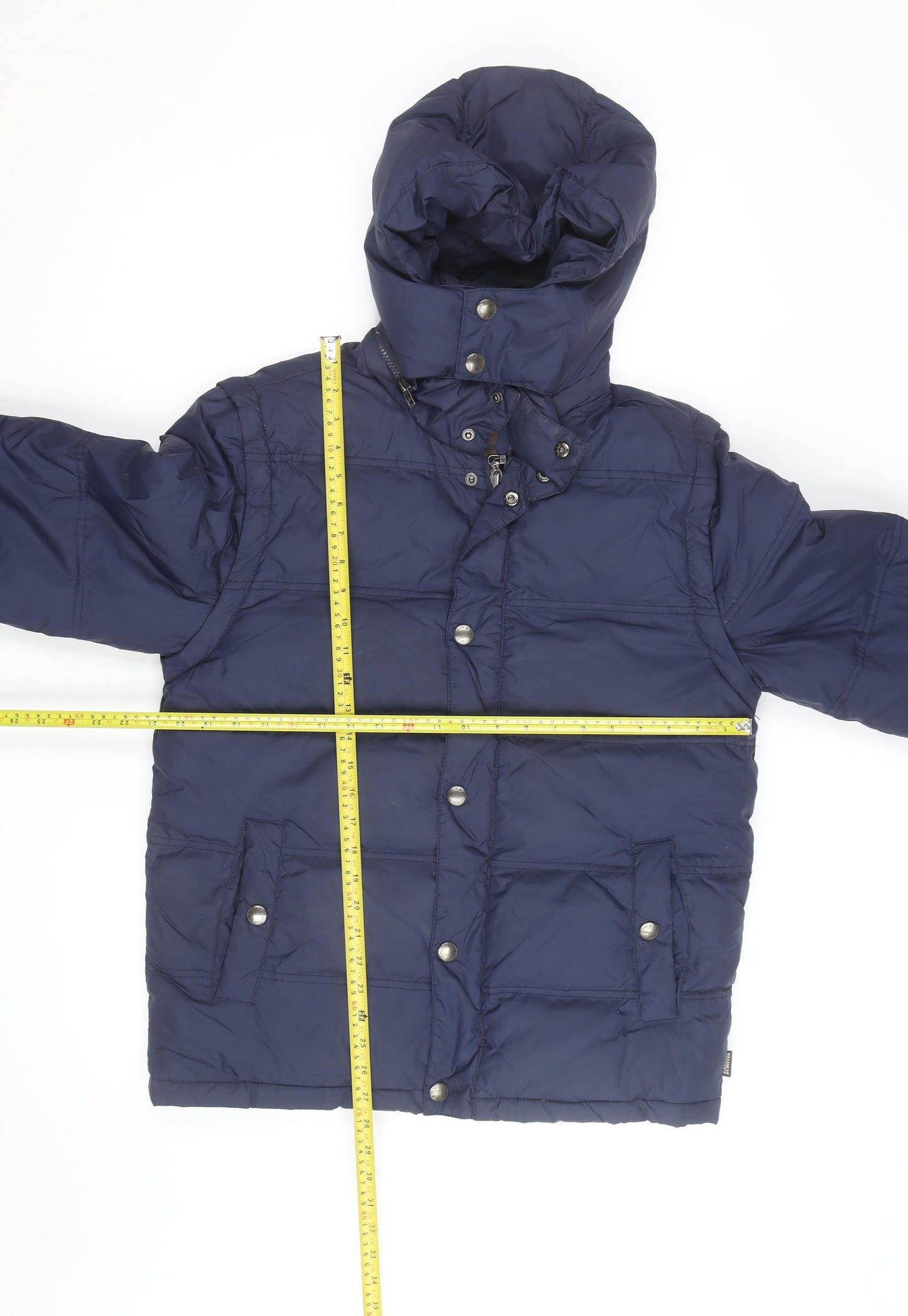 St. George by Duffer Men's Blue Medium Puffer Jacket Hooded Winter Coat