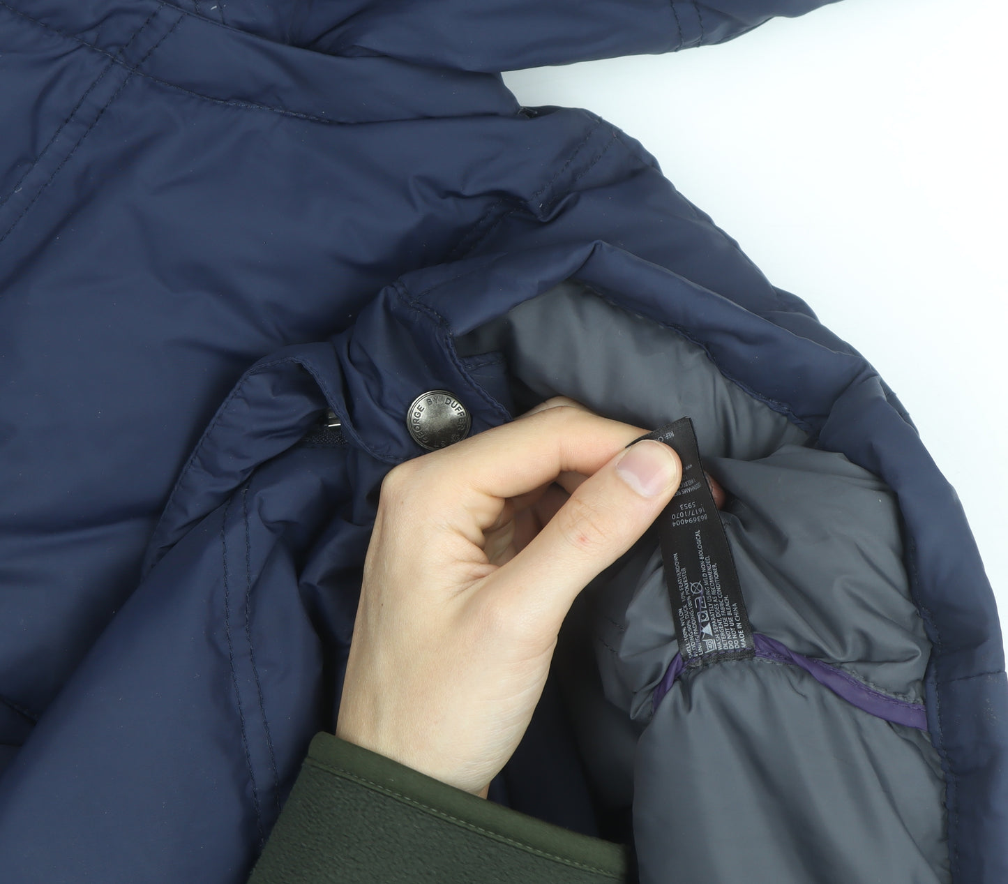 St. George by Duffer Men's Blue Medium Puffer Jacket Hooded Winter Coat
