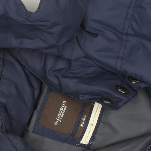 St. George by Duffer Men's Blue Medium Puffer Jacket Hooded Winter Coat