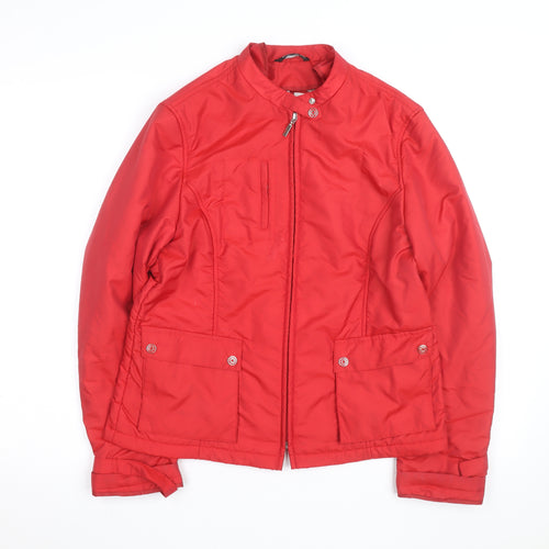Concept UK Women's Red Bomber Jacket Size 12 Polyamide Full Zip
