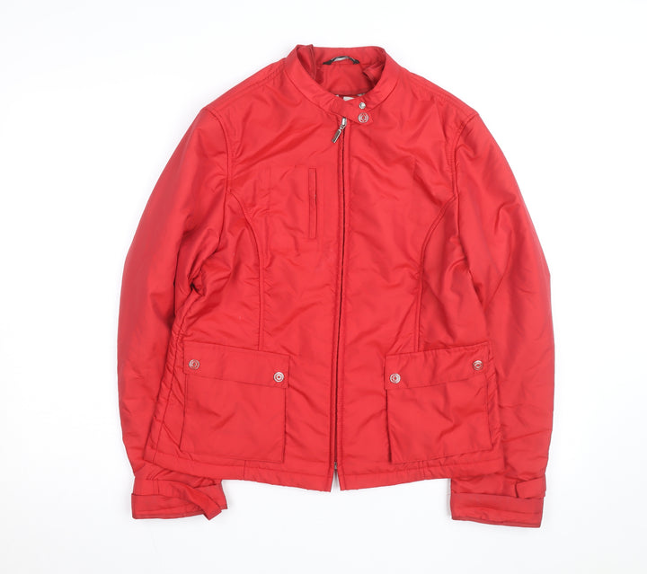 Concept UK Women's Red Bomber Jacket Size 12 Polyamide Full Zip