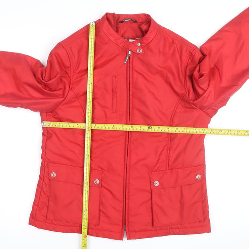 Concept UK Women's Red Bomber Jacket Size 12 Polyamide Full Zip