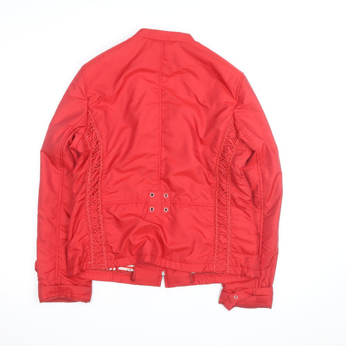 Concept UK Women's Red Bomber Jacket Size 12 Polyamide Full Zip
