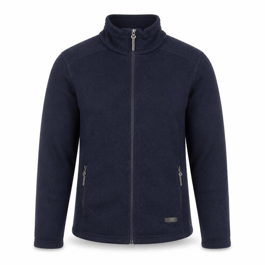 Front view of Brasher Men's Blue Fleece Soft Shell Jacket, size S, Outdoor Hiking