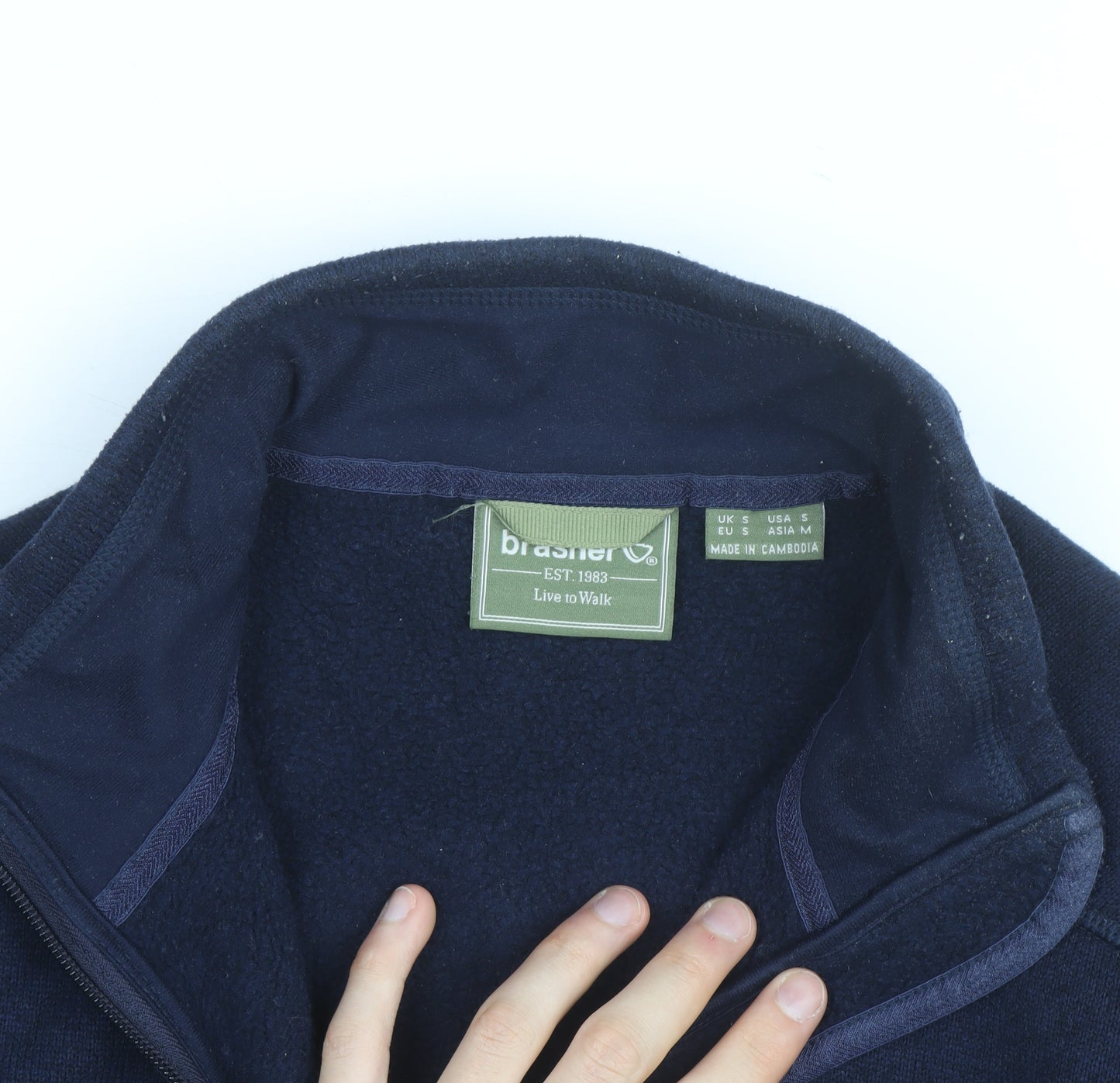 Brasher Men's Blue Fleece Soft Shell Jacket Size S Outdoor Hiking