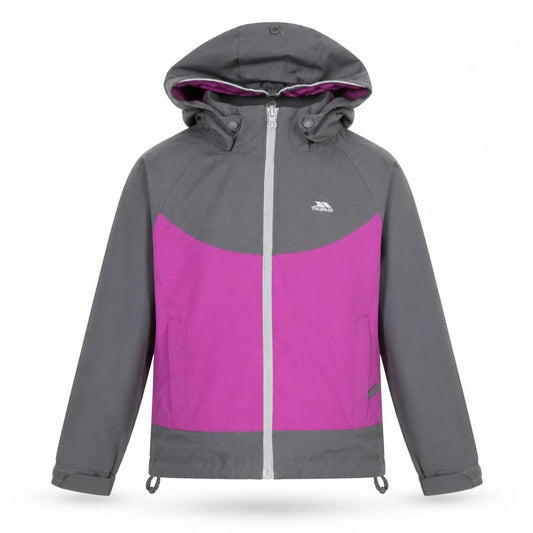 Trespass Girls Pink & Grey Waterproof Hooded Rain Coat Jacket 5-6 Years