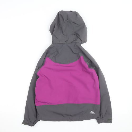Trespass Girls Pink & Grey Waterproof Hooded Rain Coat Jacket 5-6 Years
