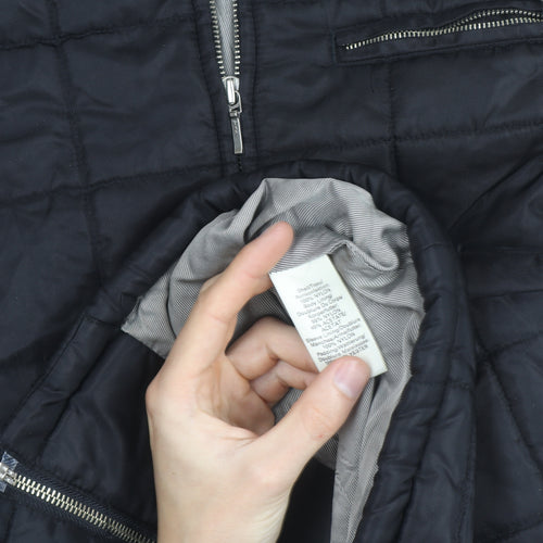 River Island Women Black Faux Fur Collar Quilted Jacket Size 10