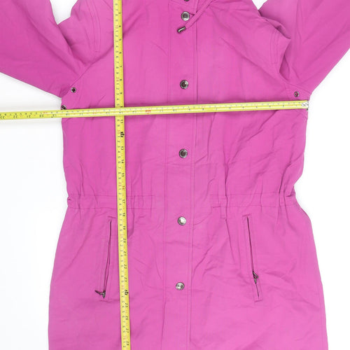 Foreign Seasons Women's Pink Hooded Rain Coat S Mid-Length Waterproof