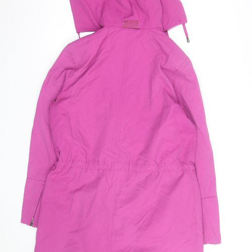 Foreign Seasons Women's Pink Hooded Rain Coat S Mid-Length Waterproof
