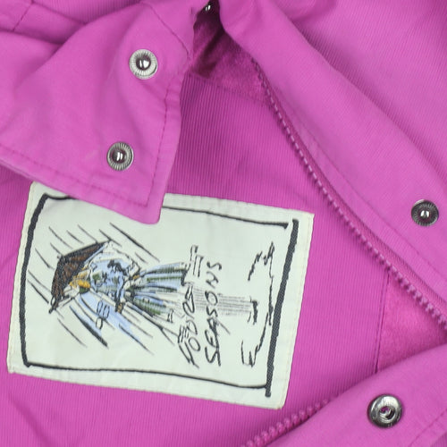 Foreign Seasons Women's Pink Hooded Rain Coat S Mid-Length Waterproof