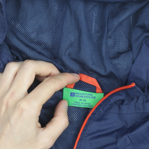 Mountain Warehouse Boys Blue Hooded Windbreaker Jacket 11-12 Years Water Resistant