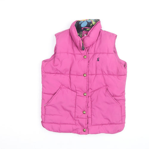 Joules Girls Pink Puffer Waistcoat 8 Years Hooded Lined Gilet