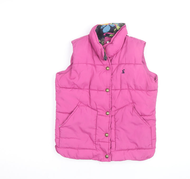 Joules Girls Pink Puffer Waistcoat 8 Years Hooded Lined Gilet