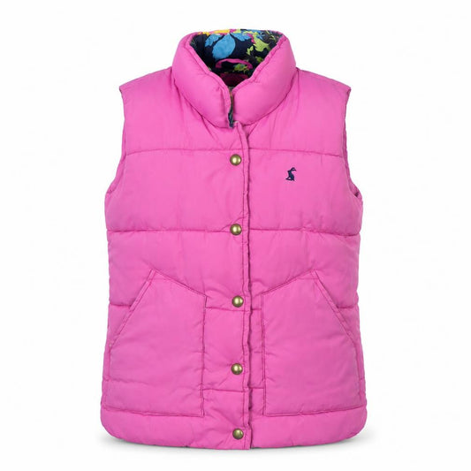 Joules Girls Pink Puffer Waistcoat 8 Years Hooded Lined Gilet