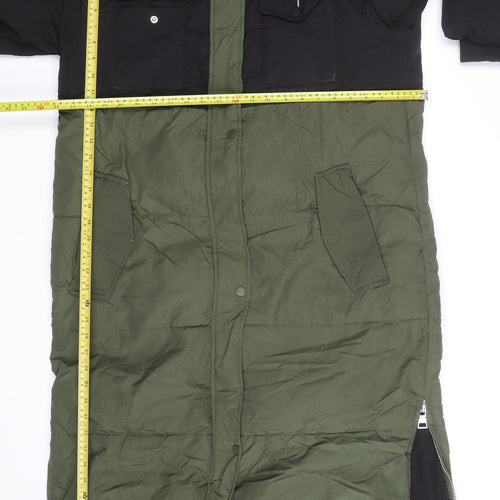 Next Men’s Green and Black Long Hooded Parka Coat Size L 44in