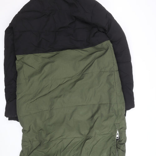 Next Men’s Green and Black Long Hooded Parka Coat Size L 44in