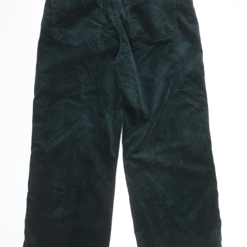 Marks and Spencer Womens Green Corduroy Wide-Leg Trousers Size 14