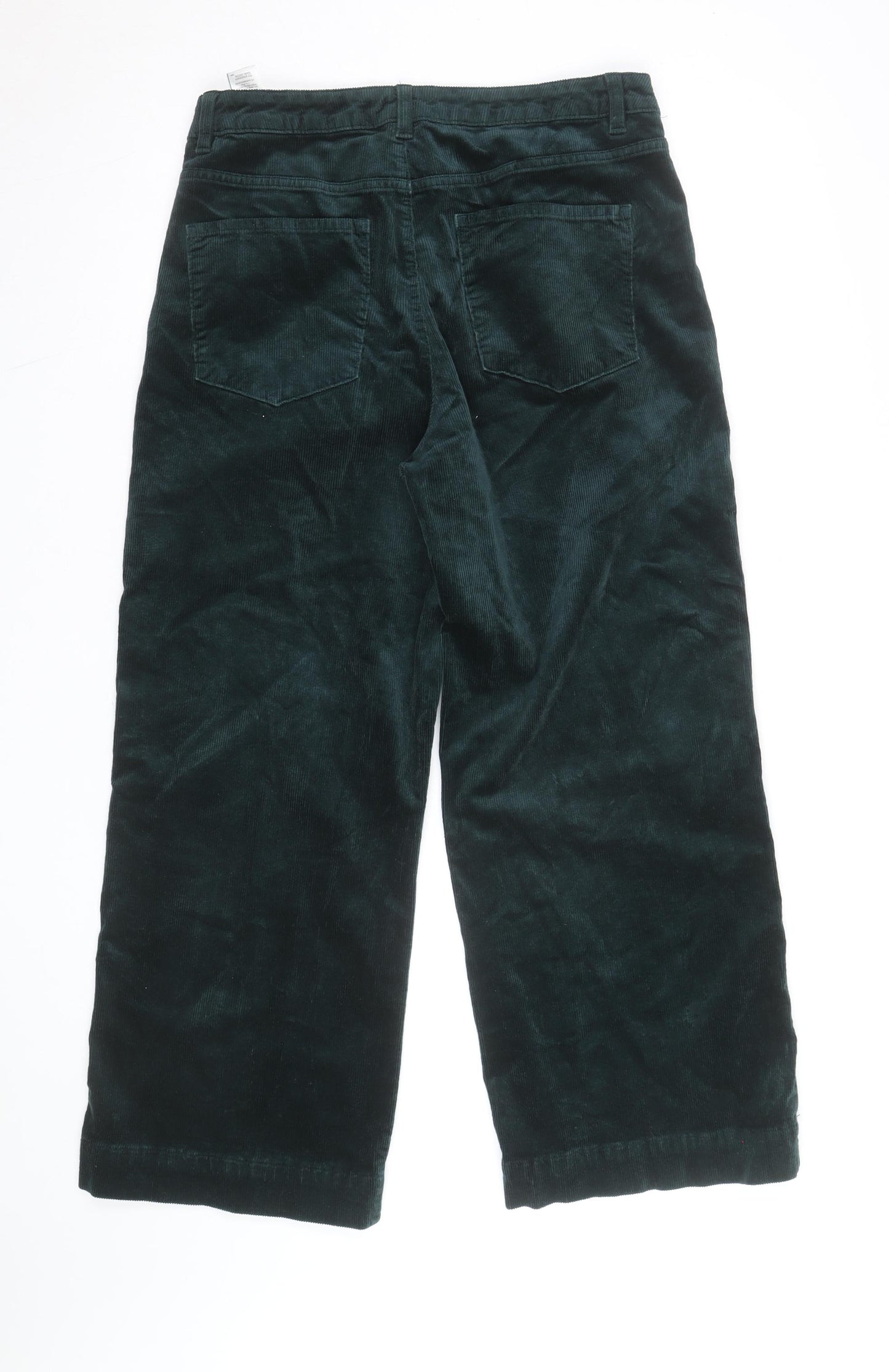 Marks and Spencer Womens Green Corduroy Wide-Leg Trousers Size 14