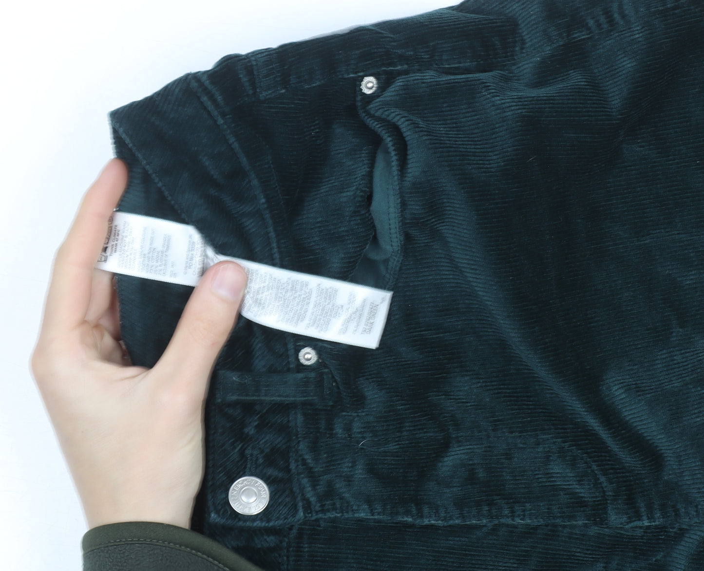 Marks and Spencer Womens Green Corduroy Wide-Leg Trousers Size 14