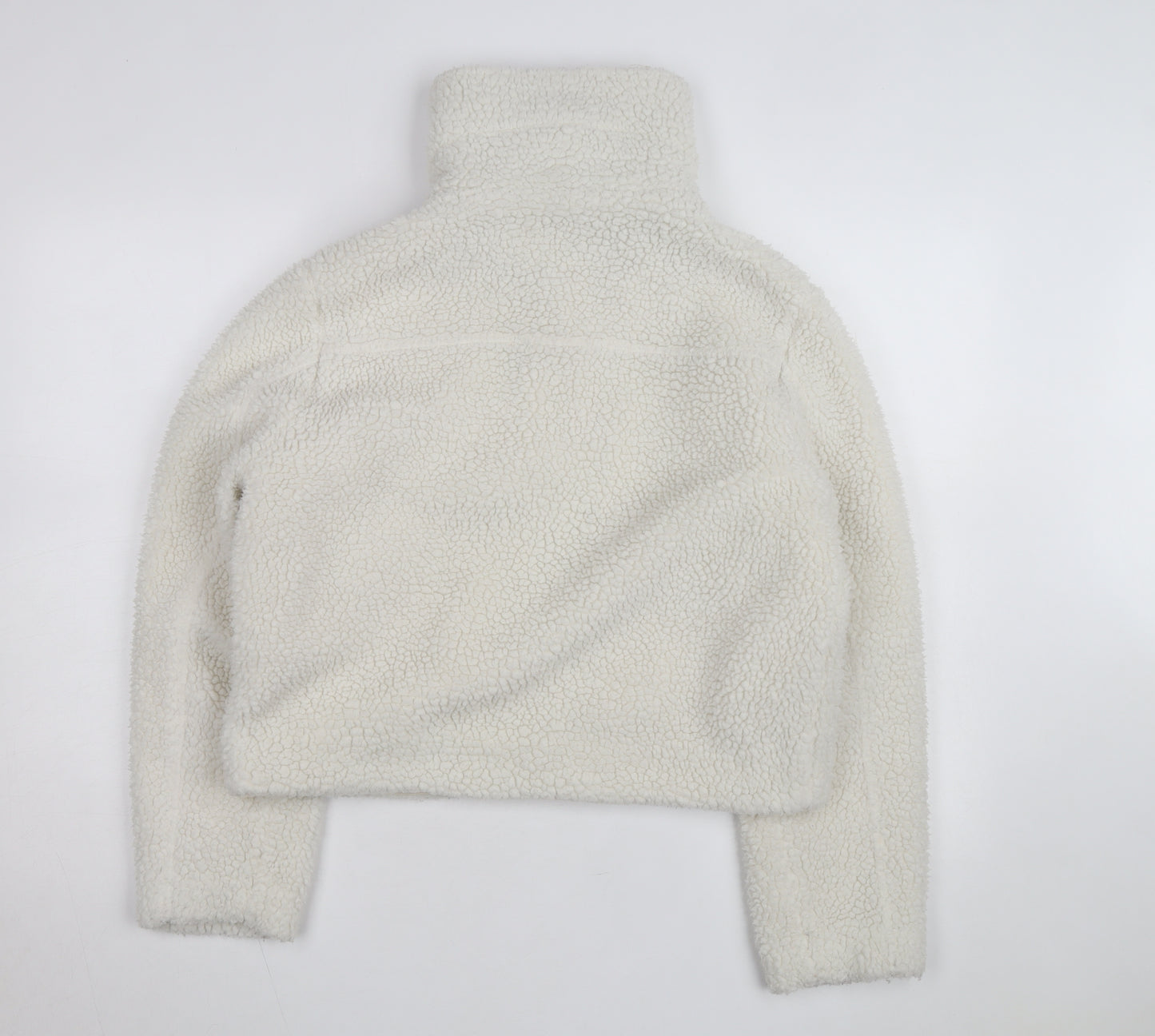 Miss Selfridge Women Ivory Faux Fur Belted Bomber Jacket Size 12