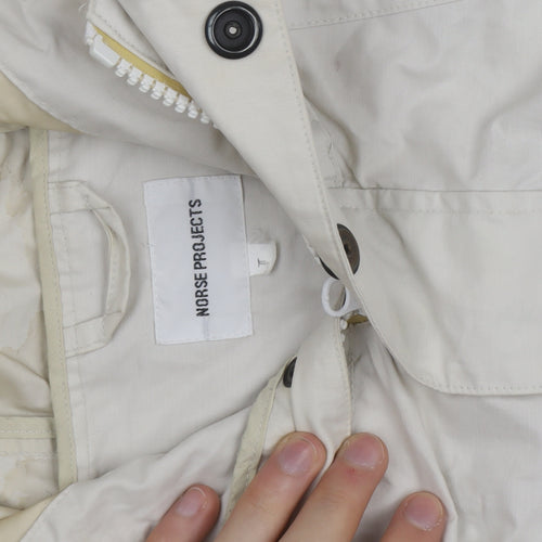 Norse Projects Men's Beige Hooded Parka Jacket Size L