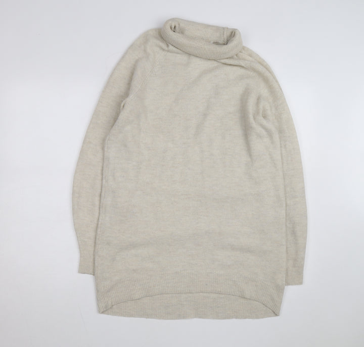 H&M Women’s Beige Wool Alpaca Roll Neck Jumper XS