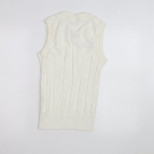 Slazenger Men's Ivory Cable Knit Cotton Sleeveless V-Neck Vest S