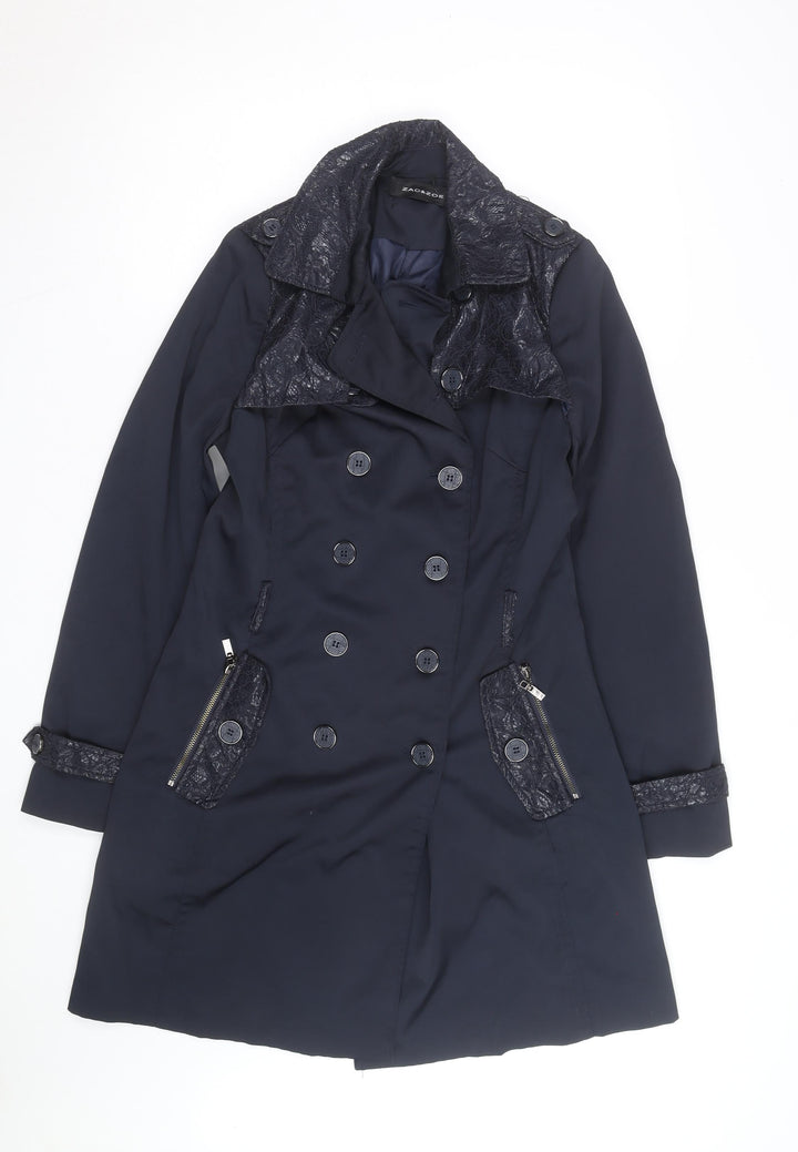 Zac & Zoe Women’s Blue Lace Detail Long Trench Coat XL