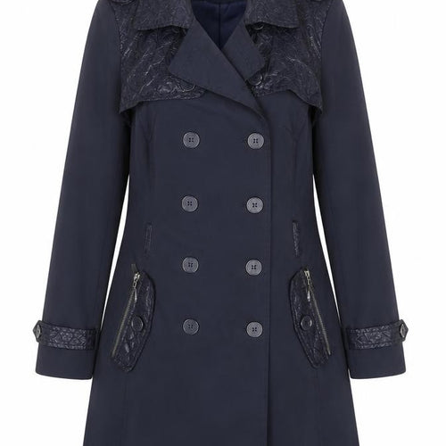 Zac & Zoe Women’s Blue Lace Detail Long Trench Coat XL