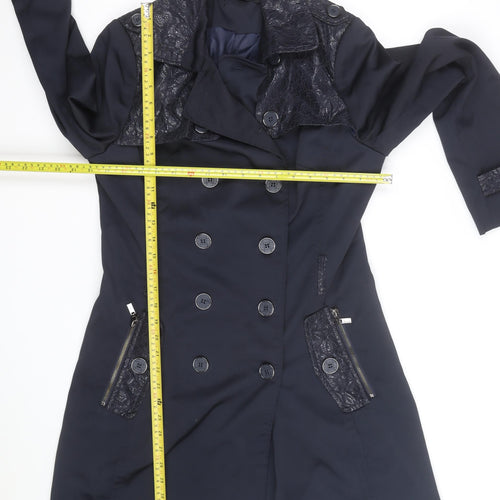 Zac & Zoe Women’s Blue Lace Detail Long Trench Coat XL