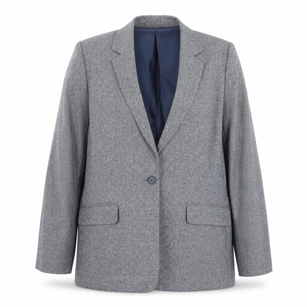 Front view of Lands' End Women Blue Linen Cotton Classic Blazer, size 12