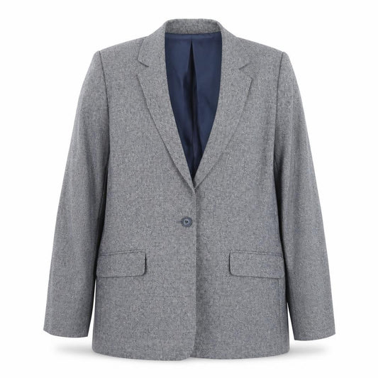 Front view of Lands' End Women Blue Linen Cotton Classic Blazer, size 12