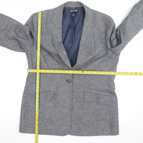 Lands' End Women Blue Linen Cotton Classic Blazer Size 12