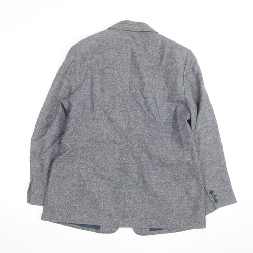Lands' End Women Blue Linen Cotton Classic Blazer Size 12