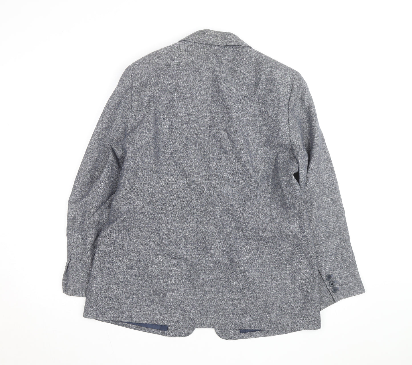 Lands' End Women Blue Linen Cotton Classic Blazer Size 12