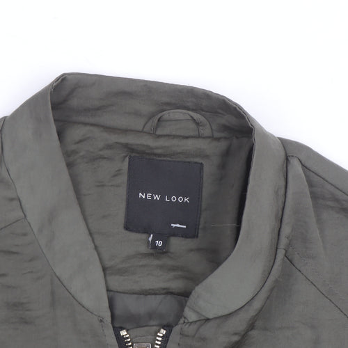New Look Men’s Green Bomber Jacket S Zip Lightweight Satin