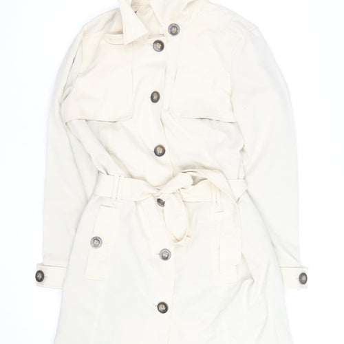 PEP Women’s Ivory Cotton Belted Trench Coat Size S