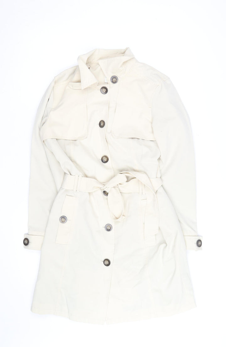 PEP Women’s Ivory Cotton Belted Trench Coat Size S