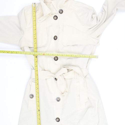 PEP Women’s Ivory Cotton Belted Trench Coat Size S