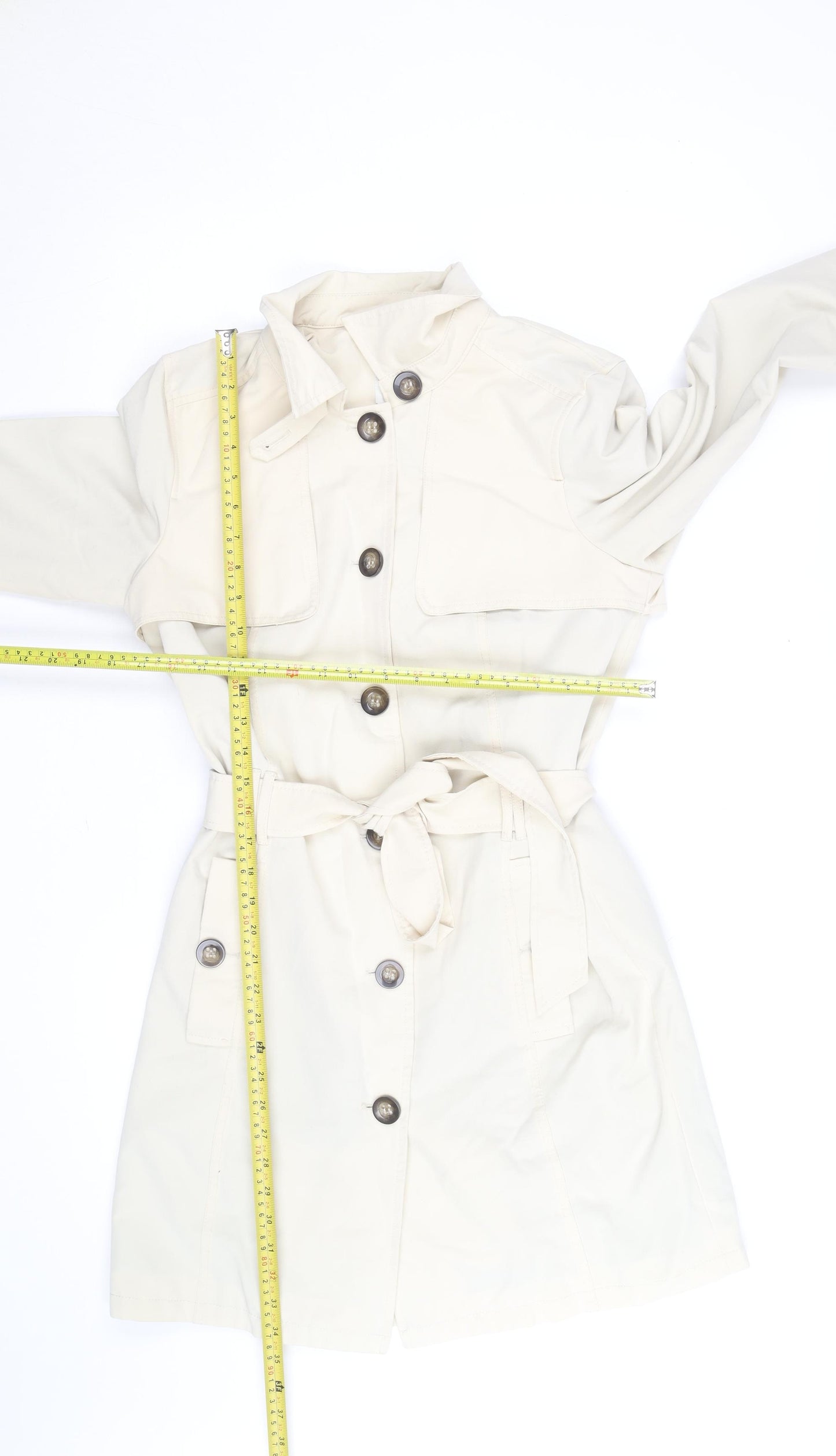 PEP Women’s Ivory Cotton Belted Trench Coat Size S