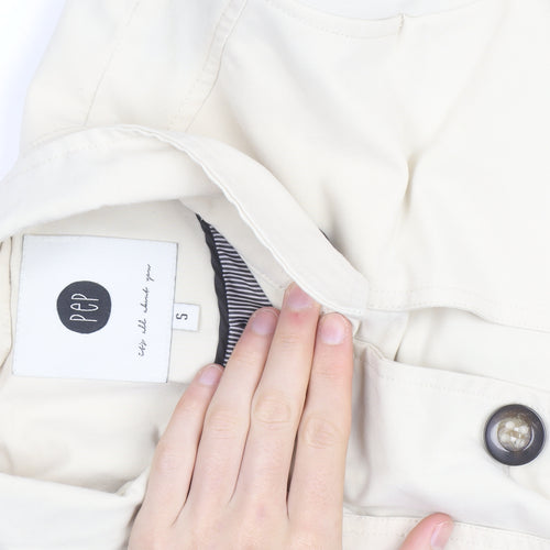 PEP Women’s Ivory Cotton Belted Trench Coat Size S